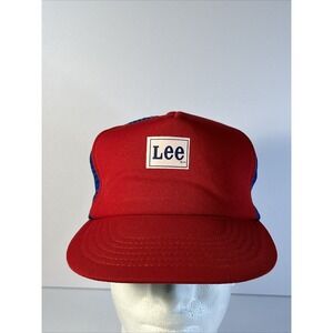 Vintage Lee Jeans Hat Cap Snap Back Mesh Trucker Spellout 80's NOS TW Sports